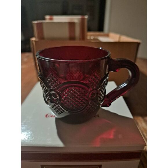 Vintage Avon 1990 1876 Cape Cod Ruby Red Cup & Saucer Set NOS w/ Box - Picture 4 of 9